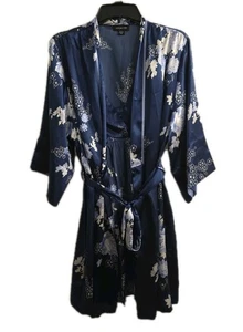 NEW Jones New York Slip Dress Women Small/Medium Blue Floral Print V-Neck & Robe - Picture 1 of 18