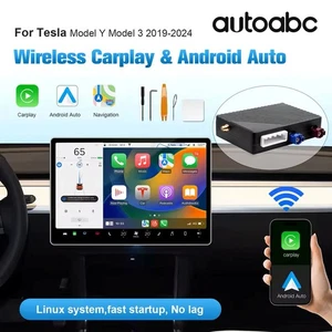 CarPlay Android Auto adapter For 19-24 Tesla Model Y Model 3 AI BOX Front camera - Picture 1 of 25