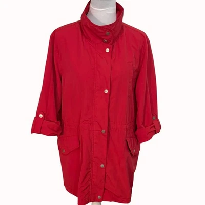 Chaqueta roja Sanctuary para mujer XL cortavientos manga con lengüeta enrollable botón a presión a medida Foto 1 de 4