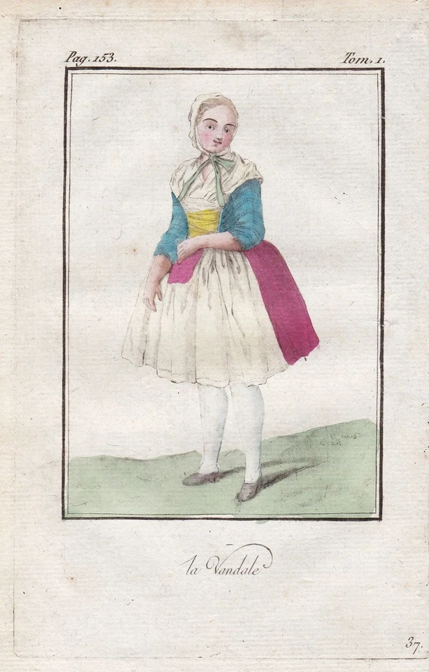 Costume De Peuple Vandale Gravure En Cuivre 1780 - Photo 1/1