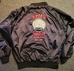 Chaqueta De Colección Satén Adulto Talla XL RPM'S Car Club Medina Ohio Negra Botón Universitario - Imagen 1 de 13
