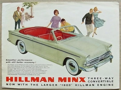 HILLMAN Minx Convertible Car Sales Specification Leaflet 1961-62 Ref 817/H - Image 1 of 2