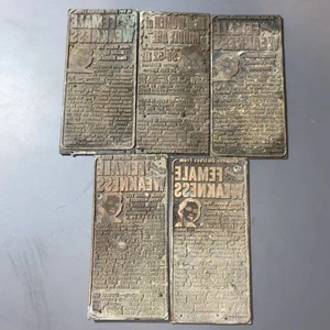 Lot von 5 WWII Ära Lydia Pinkham Kupferdruckplatten "weibliche Schwäche" Patent - Bild 1 von 11
