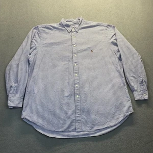 Ralph Lauren Talla 3XLT 100% Algodón Manga Larga Camisa de Botones Azul Blanco Cuadros - Imagen 1 de 9