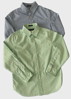 Crewcuts Boys 8 Thompson Button Down Shirts Green Blue Gingham Check Lot of 2 - Image 1 of 4