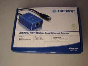 TRENDnet TU2-ET100 Fast Ethernet Adapter USB 2.0 to 10/100 Nintendo Wii Ready - Picture 1 of 10