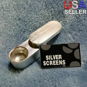 NEW Small Silver Foldable Smoking Pipe Tobacco Herb Portable Metal Pocket Size - Picture 1 of 8