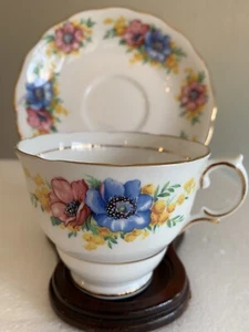Vintage English Colclough Bone China Teacup & Saucer England Tea Cup Pink Floral - Picture 1 of 9