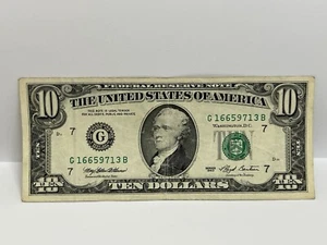 $10 Dollar Bill Note 1993 series Small face Chicago G 16659713 B - Picture 1 of 3