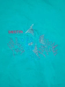 Vintage 90s Jerzees Destin Florida Coral Fish Embroidered Tourist Travel Shirt L - Picture 1 of 8