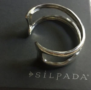 Silpada Modernista 925 Sterling Silver Cuff Bangle Bracelet Retired - Picture 1 of 4