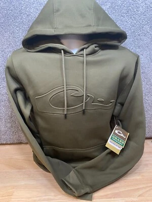 DRAKE Men's Small The Back Eddy Embossed Solid Hoodie Kalamata Olive Green - Image 1 of 4