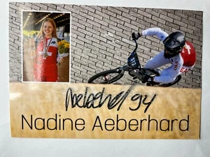 Autograph NADINE ABERHARD-BMX Riding SWITZERLAND-Bronze Euro Championshipsigned - Picture 1 of 3
