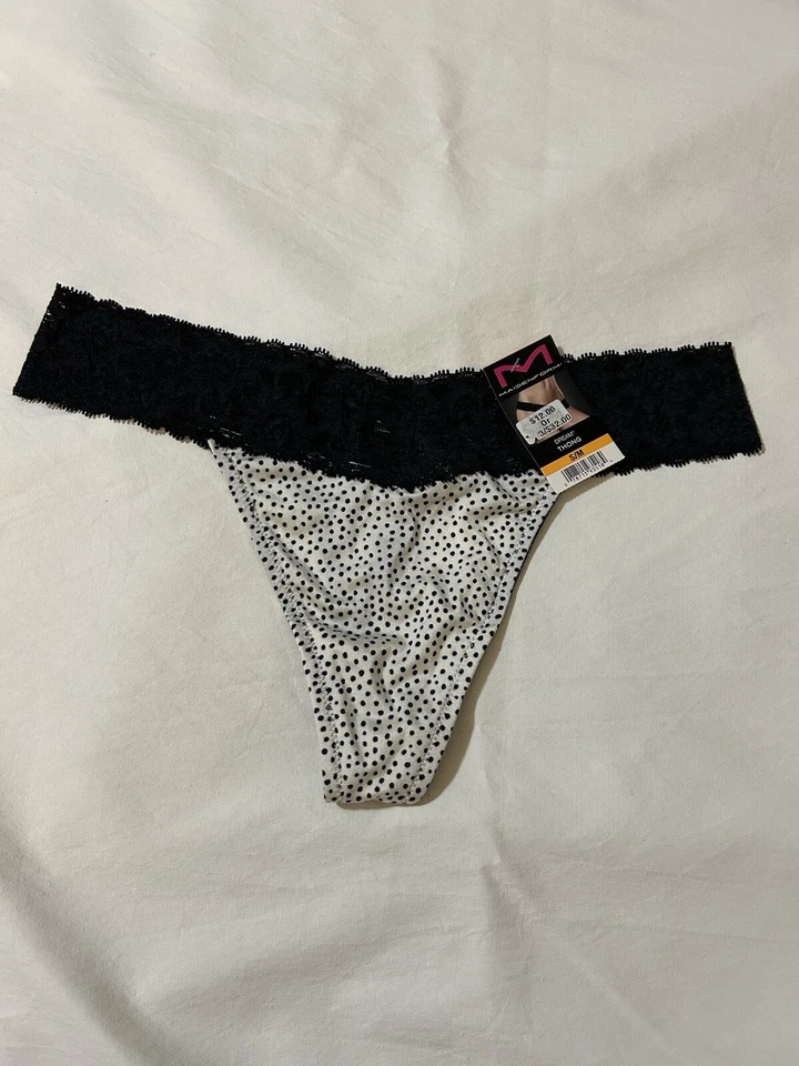 Maiden Form 女式 Dream Thong S/M 黑白 - 波尔卡圆点 11.99 美元 — 第 1/3 张图片