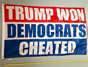 DONALD TRUMP FLAG *FREE SHIP USA SELLER! Trump Won Dems Cheat 2024 USA Sign 3x5' - Picture 1 of 1