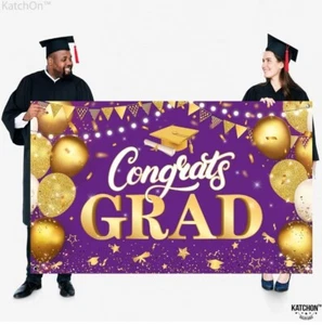 "Congrats Grad" 3x5 Ft Banner/Backdrop - Picture 1 of 4