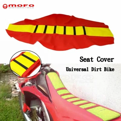 Gripper Rubber Seat Cover Red/Yellow For Honda CR CRF 125R 250R 450X 250X XR400 - Image 1 of 4