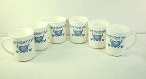 Corning Ware Corelle Blue Hearts Coffee Mug Cup Lot Of 6 - Picture 1 of 1