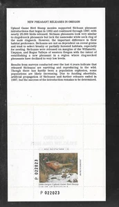 State Hunting/Fishing Revenues: OR 1998 Upland Bird ORUBH-9 Compl. Booklet/1 MNH - Picture 1 of 3