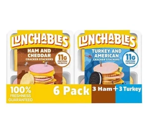 Lunchables Schinken, Cheddar & Truthahn, American Cracker Stapler Variety Pack, 6 Stück - Bild 1 von 6