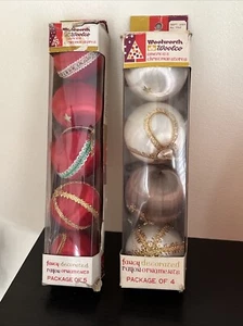Vintage Satin Ball Christmas Tree Ornaments 10 In Original Box Woolworths - Picture 1 of 5
