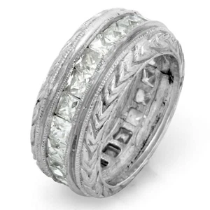 4.50 Ct Princess Diamond Anniversary G VS2 Eternity Wedding Ring 14k Gold White - Picture 1 of 3