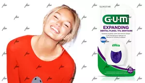 GUM EXPANDING FLOSS DENTAL FLOSS THIN WOVEN WAXED * PFAS-FREE * 43.3 yd 40 m - Picture 1 of 17