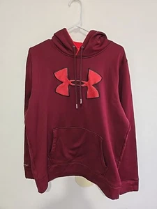 Under Armour Hoodie Herren Größe Large Fleece großes Logo weinrot burgunderrot Stil... - Bild 1 von 9