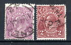 Australia 1921 4d violet and 1928 2d red-brown Sidehead SG 64 and 98 FU CDS