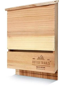 Outer Trails Bat House Outdoor Bat Habitat, Natural Cedar Wood, 3 Chamber - Picture 1 of 6