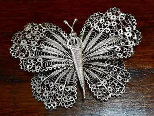 Spille -argento Filigrana- -Farfalla -vintage - Foto 1 di 5