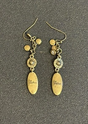 Lia Sophia Bronze Tone Dangle Earrings With Faux Gem Stones - Image 1 of 4