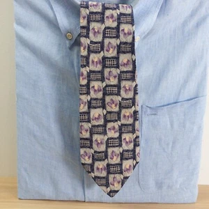 Vintage COURREGES HOMME Neck Tie Mens Purple Italian Floral Printed Silk USA - Picture 1 of 9