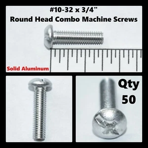 Tornillos combinados de cabeza redonda #10-32 x 3/4"" para máquina de aluminio #10-32 x 3/4"" (cantidad 50) - Imagen 1 de 6