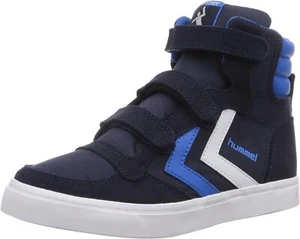 Entrenadores bajos Hummel para niños negros/azules a rayas 63822 - Imagen 1 de 4