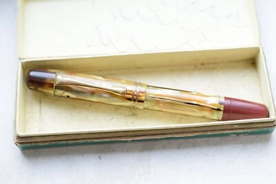 VINTG PELIKAN 101N TORTOISE FOUNTAIN PEN ORIG PELIKAN 14K GOLD NIB&BOX 1935-37' Foto 1 de 4