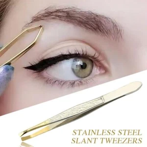 Eyebrow Tweezer Steel Clip Slant Tip Flat Eyebrow Clip- Tip C8U7 - Picture 1 of 10