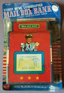 UNOPENED Vintage Wall Mount Tin Lithograph Ohio Art Toy Mailbox Coin Bank 4 x 6 - Picture 1 of 12
