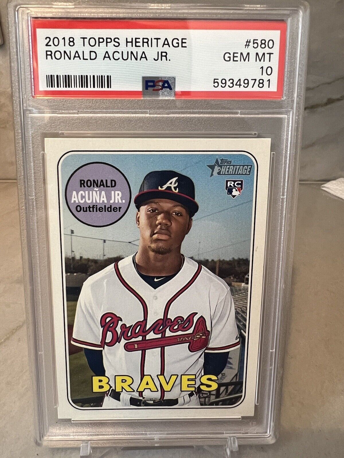 2018 Topps Heritage - RONALD ACUNA JR. RC Rookie (PSA 10) ATL Braves