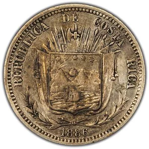 Costa Rica 1886 10 Centavos Silver Coin KM #126 - Picture 1 of 2