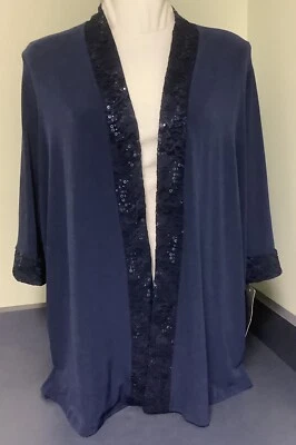 Cárdigan para mujer Catherines adornado frente abierto 22WP Petite 22 azul nuevo con etiquetas Foto 1 de 4