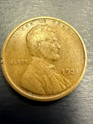 1921-S Lincoln Wheat Penny Woody Liberty Grease Error Coin - Image 1 of 4