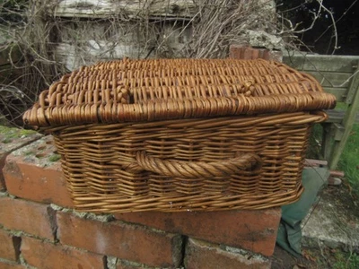 Small Brown Wicker Hamper Basket + Wicker Handle 12" x 10" x 5.5". - Image 1 of 4