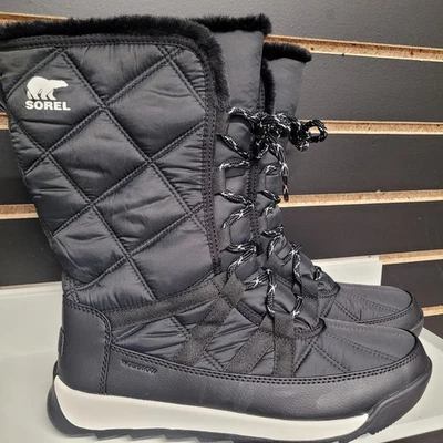 SOREL Women's Whitney ll Plus Tall Lace Waterproof Boot Black SIZE 9 NWT - Image 1 of 4