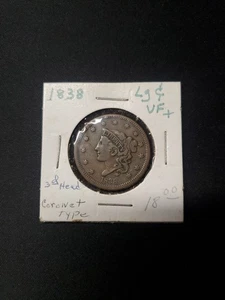 1838 USA großer Cent Krönchenkopf sehr schön - Bild 1 von 4