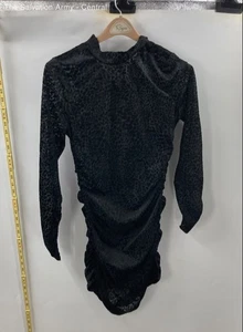 Likely Womens Black Gray Leopard Print Long Sleeve Ruched Mini Dress Size 12 - Picture 1 of 6