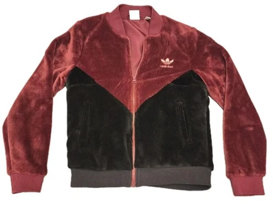 Chaqueta Sherpa Adidas Negra Borgoña Talla XS Cremallera Completa Manga Larga Activa Foto 1 de 4