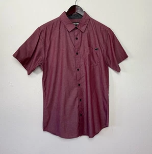 Zoo York Unbreakable Men’s Button Down Shirt Medium Maroon Short Sleeve Skater - Picture 1 of 6
