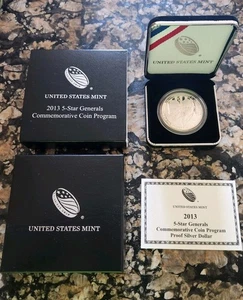 2013-P $1 Silver Proof Coin (5 Star Generals) In OGP W/COA - Picture 1 of 3