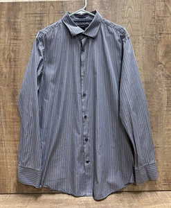 Banana Republic men size XL long sleeve cotton button shirt brown blue stripes - Picture 1 of 7
